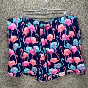George Above the Knee 6" Inseam Shorts Mens 2XL Multicolor Flamingo Drawstring